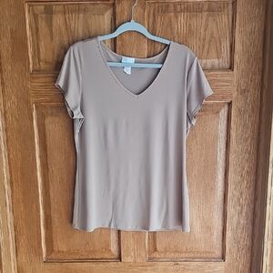 Tan Cap Sleeve Fitted T-Shirt